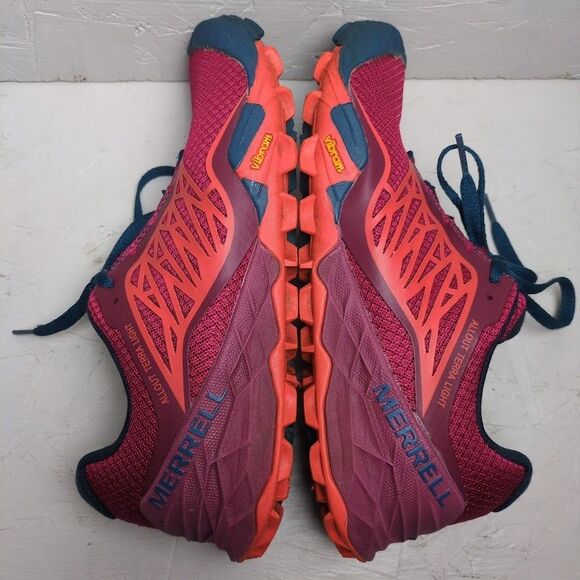 Merrell Women’s 8.5 Red All Out Terra Light Wash Walking Trail Running Shoes - Picture 9 of 10